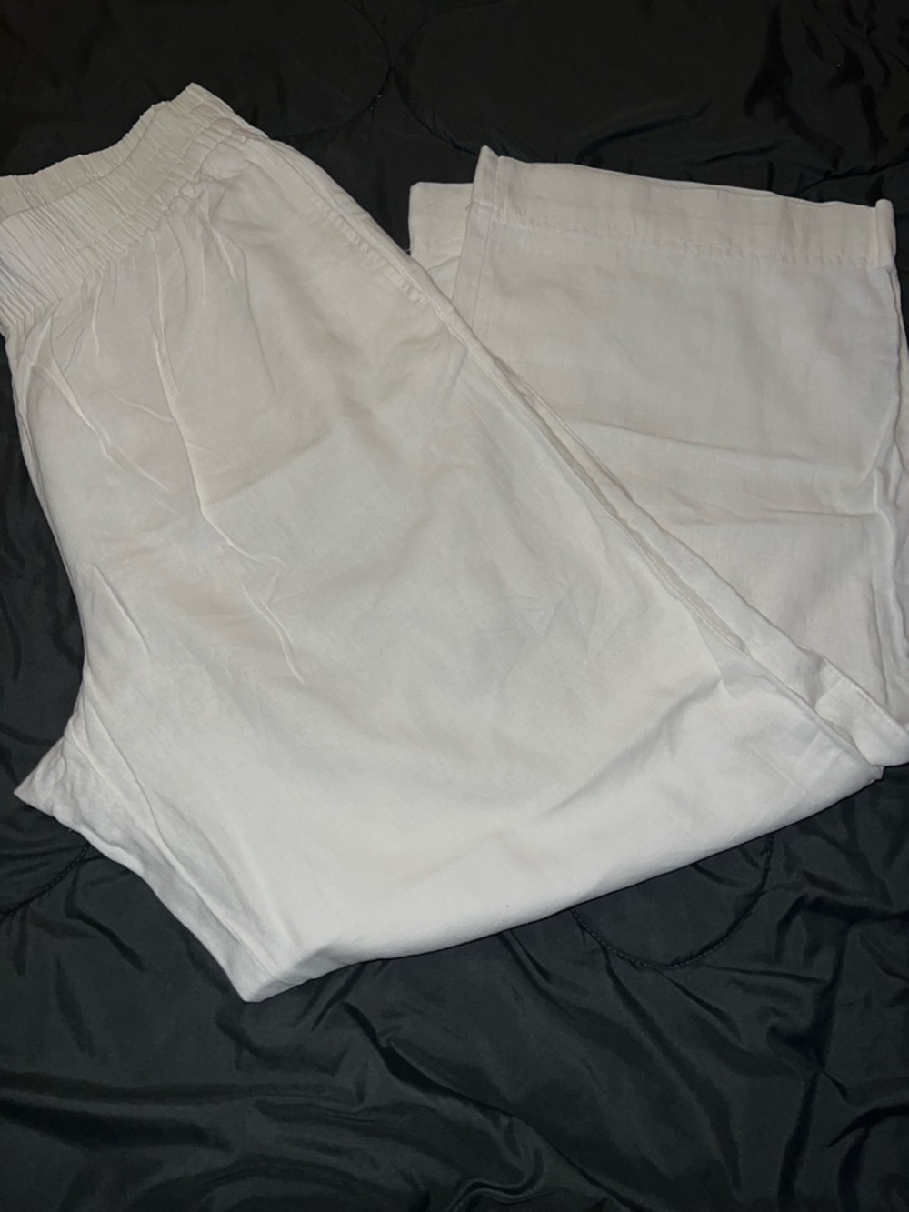 Old Navy Cream Linen Wide-Leg Pants with Comfort Waistband
